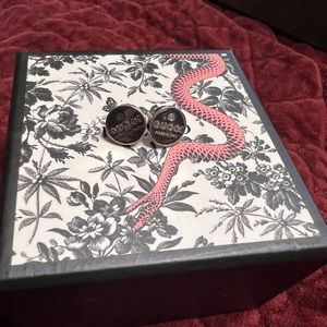 Gucci trademark engraved silver earrings